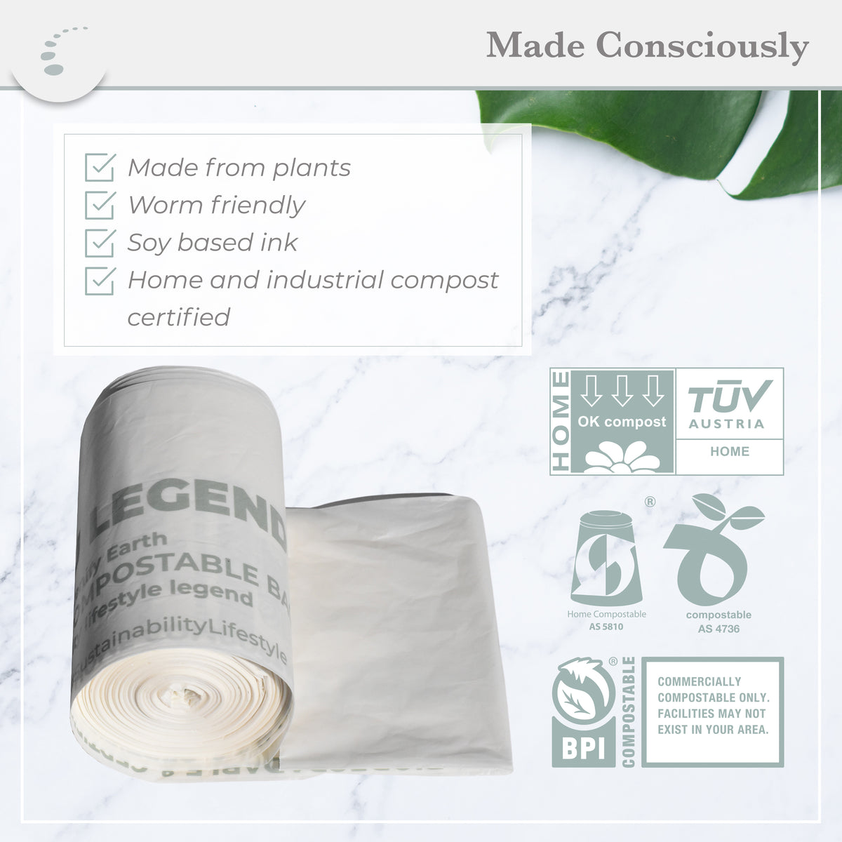Zenify Earth Home Compostable Bin Liners 8L (48 bags)