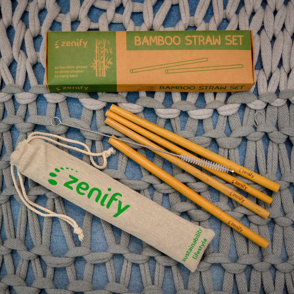 Set of 4 Reusable Bamboo Straws, Easy to clean