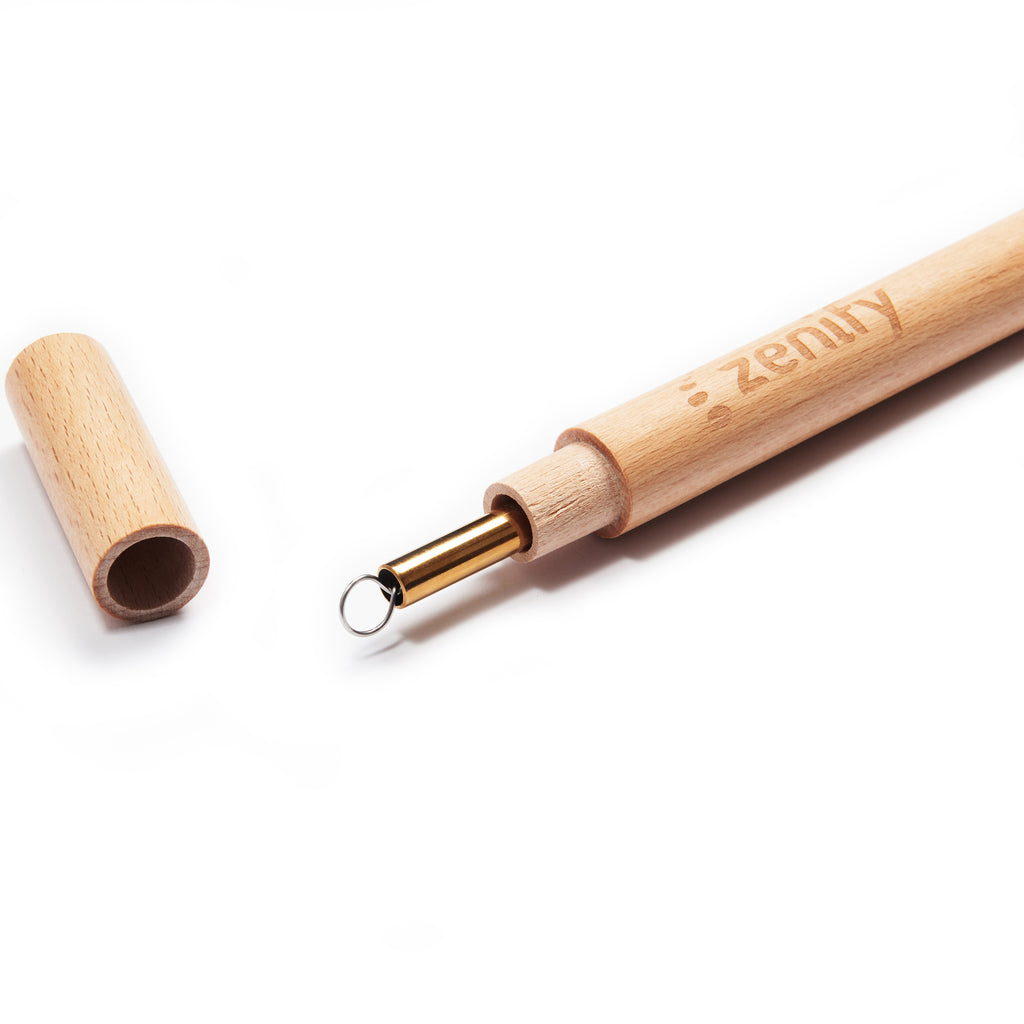 Reusable Metal Straw with Case - Gold