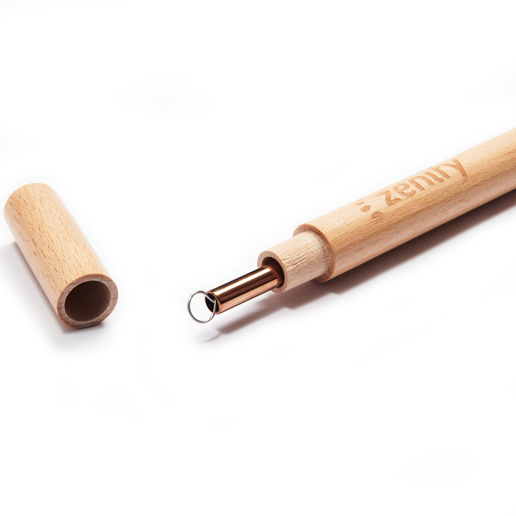 Reusable Metal Straw with Case - Rose Gold