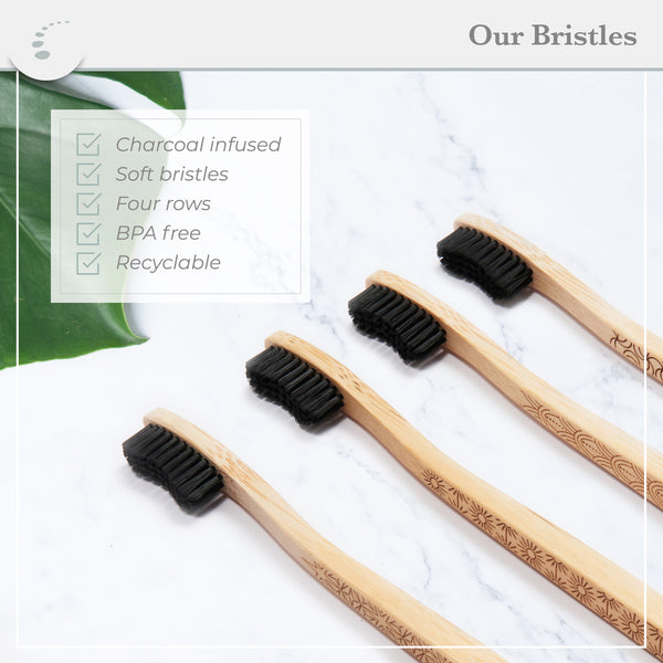 Bamboo Toothbrush Adult, Soft - (Set of 4)